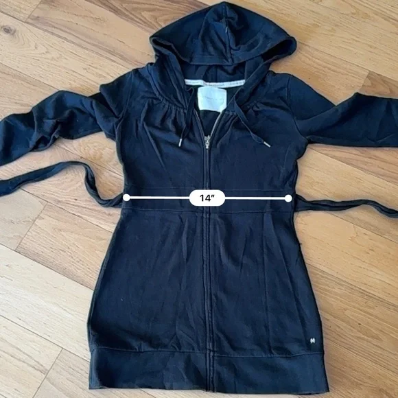 Victoria Secret Black Hooded Zip-Up Jacket with Belt - Picture 6 of 7